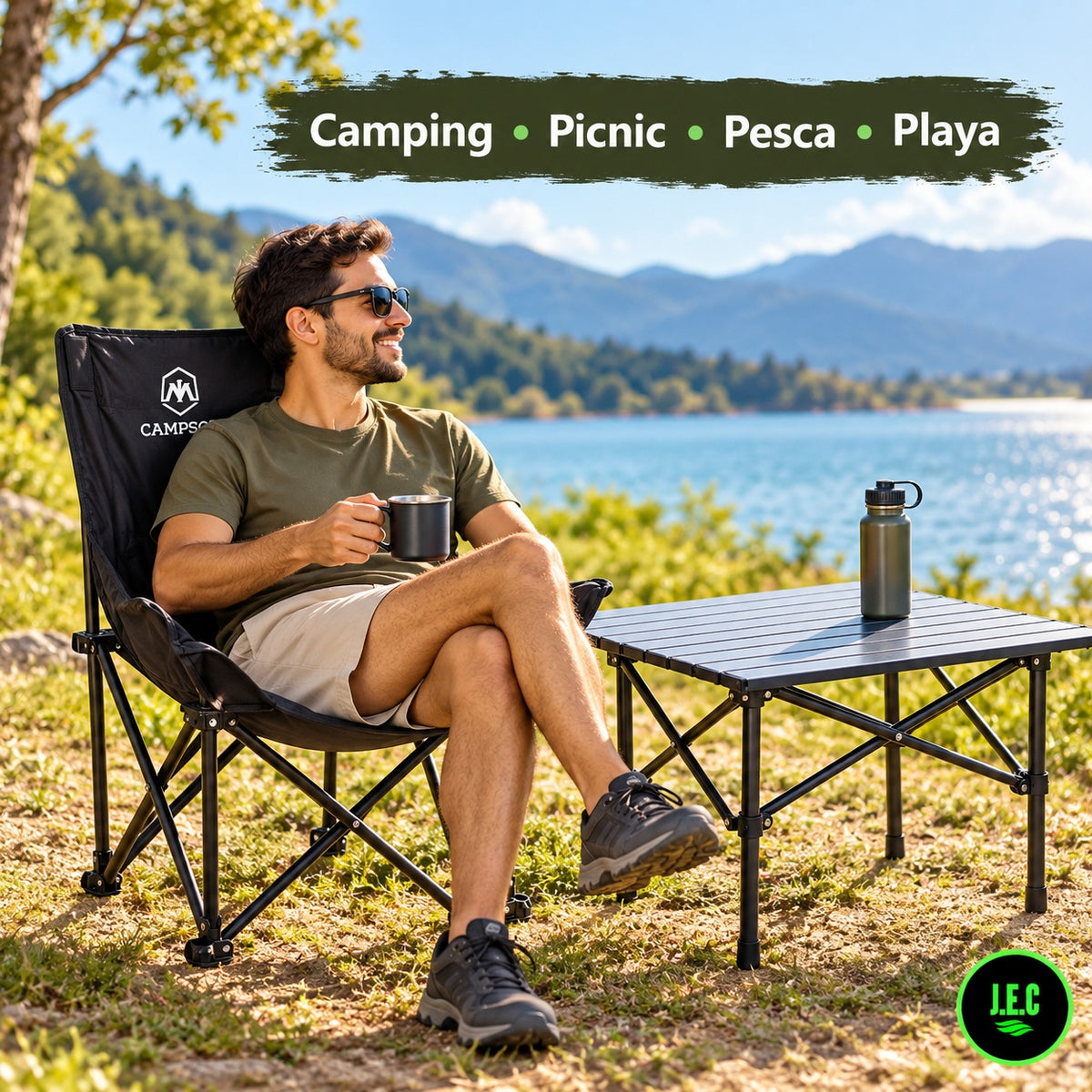 Kit Camping Mesa Aluminio + Silla Campsor Plegable