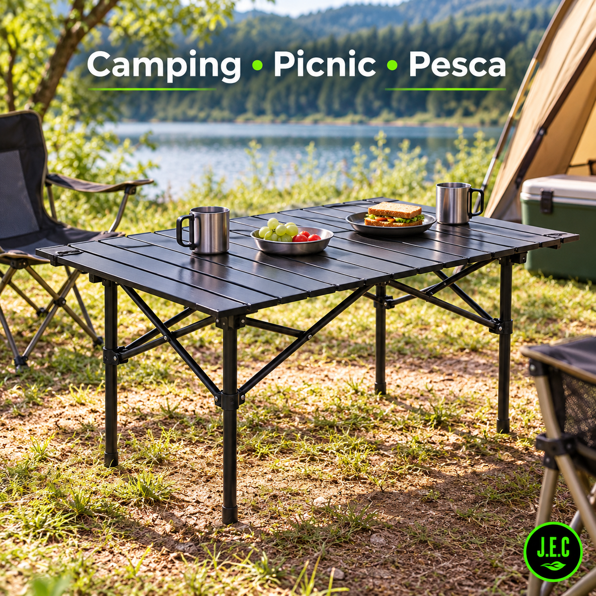 Mesa Plegable Camping  Portátil Con Bolso rectangular