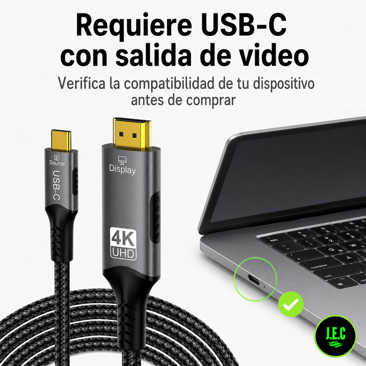 Cable Adaptador Tipo C A Hdmi Ultra Hd 4k De 2 Metros