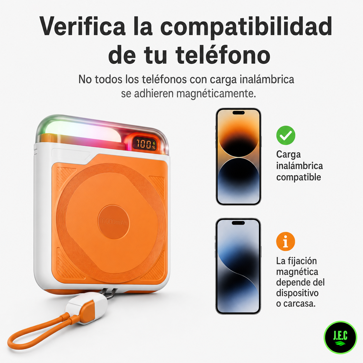Batería Magnética Carga Rápida 22,5w  Pantalla Digital