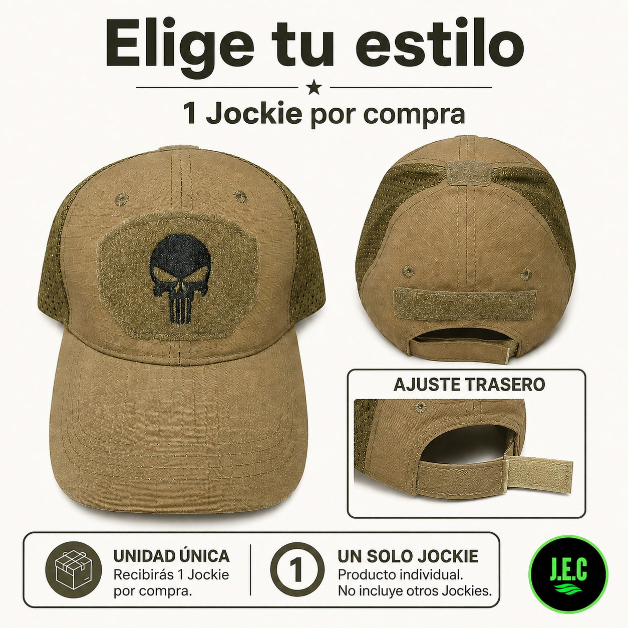 Jockey Táctico o Camuflaje con Malla y Ajustable Unisex
