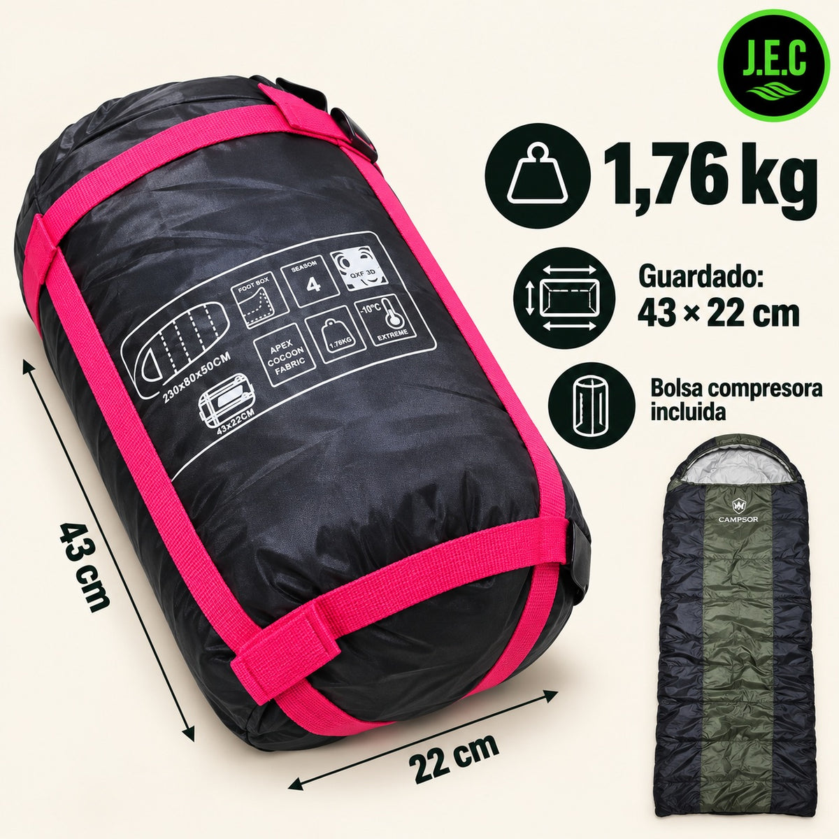 Saco Dormir Campsor 4 Estaciones Camping Trekking