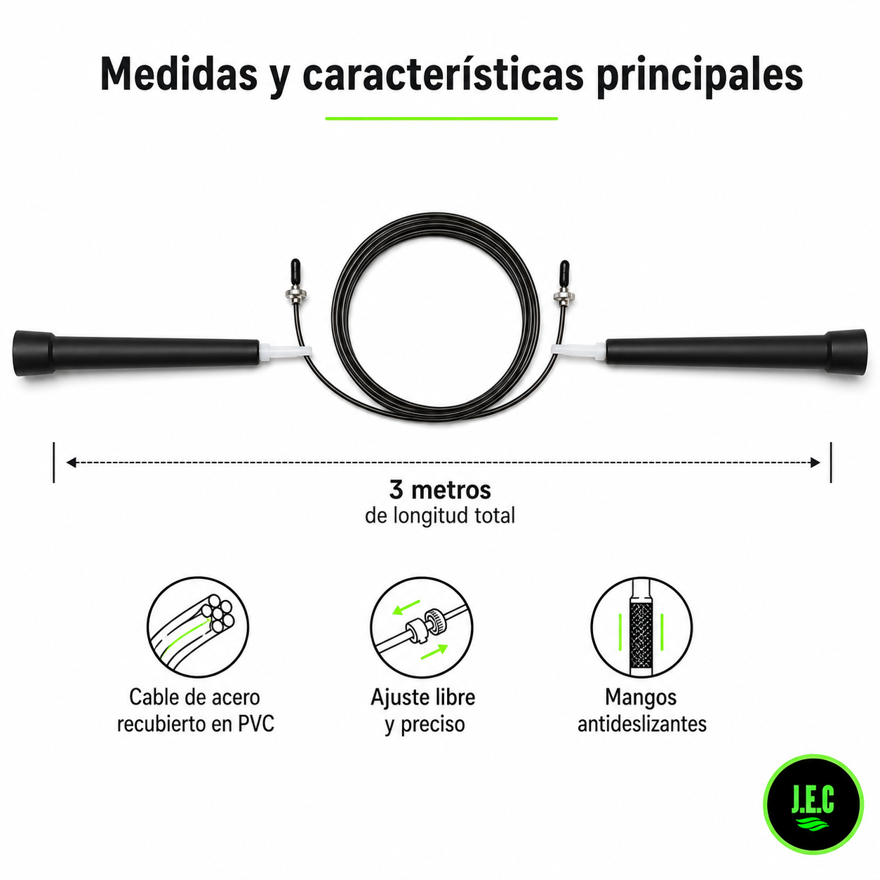 Cuerda de Saltar Profesional Ajustable Cardio y Boxeo