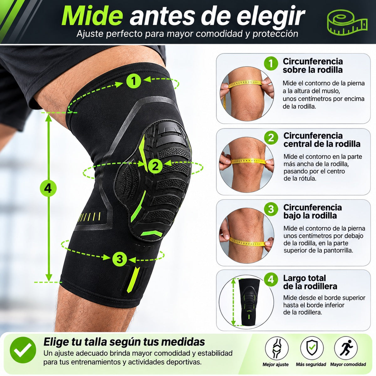 Rodillera Deportiva Antigolpes – Compresión, Protección y Antideslizante