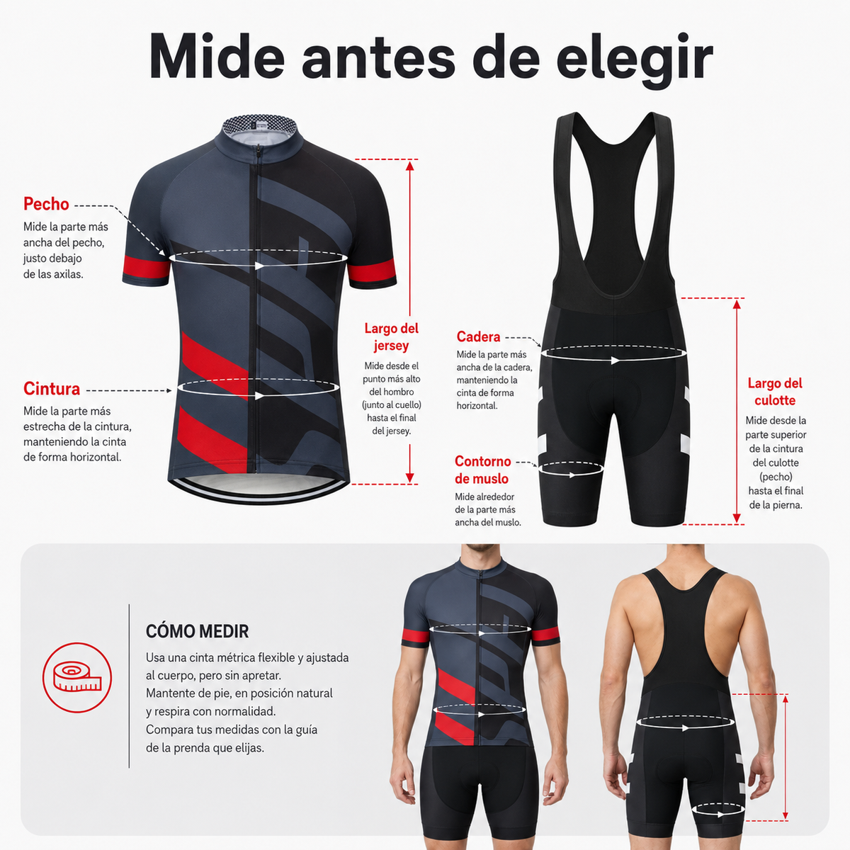 Conjunto ciclismo jersey + culotte con badana de gel