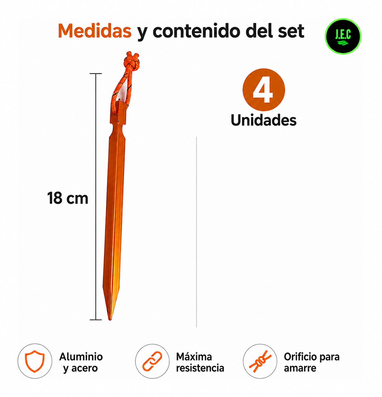 Estacas de Aluminio y Acero para Camping  Toldos y Carpa