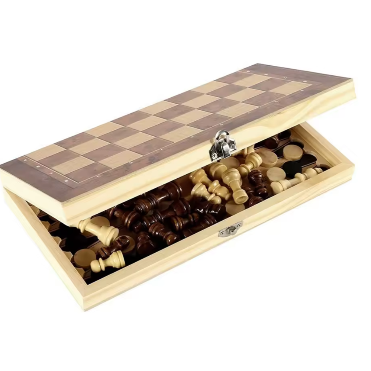 Ajedrez 3 En 1 Madera 48x48 Cm Con Damas Y Backgammon GRANDE