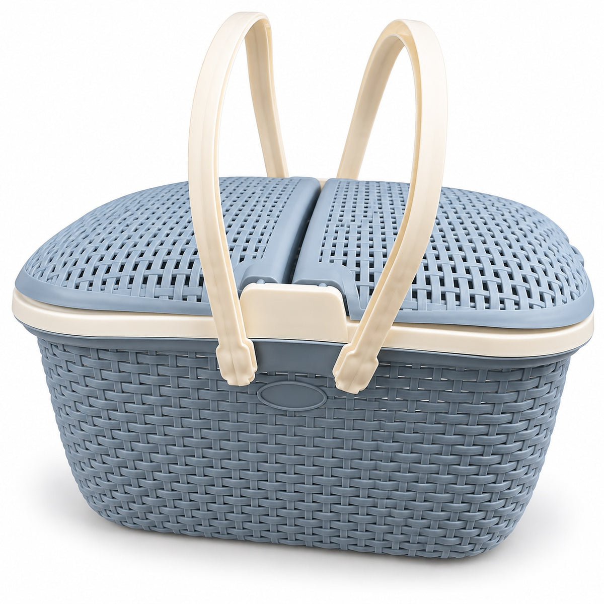 Canasta picnic multiuso con asas y doble tapa · 46 cm