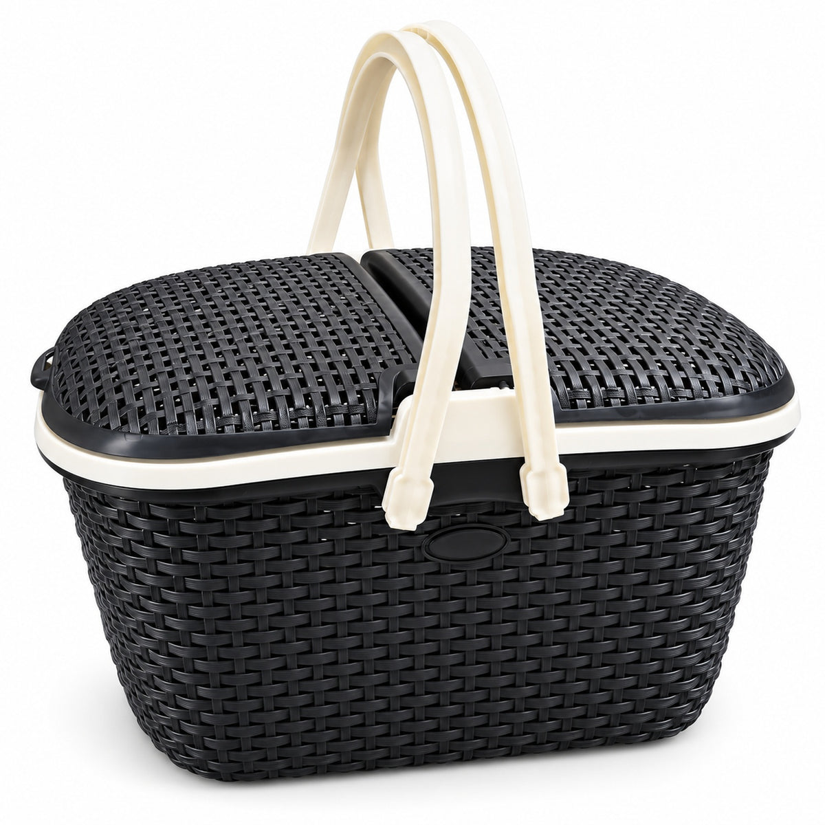 Canasta picnic multiuso con asas y doble tapa · 46 cm