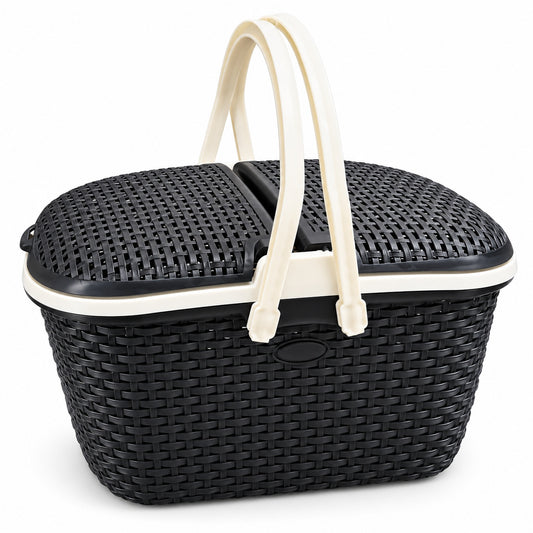 Canasta picnic multiuso con asas y doble tapa · 46 cm