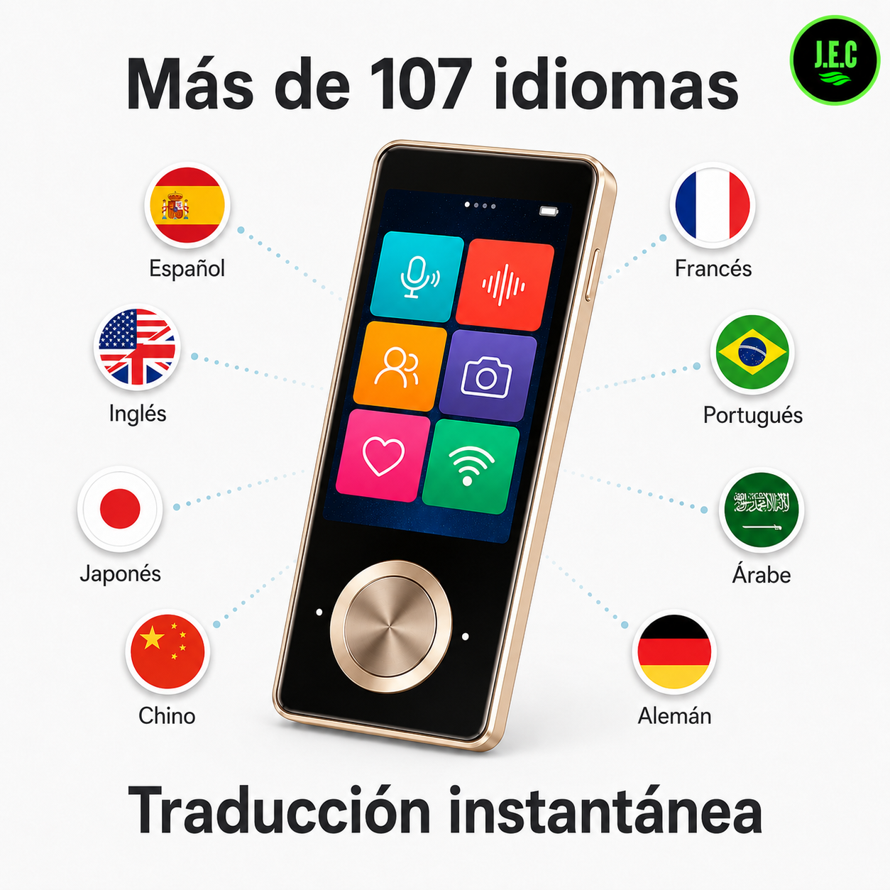 Traductor M9 con IA — 107 Idiomas, Voz y Fotos Offline