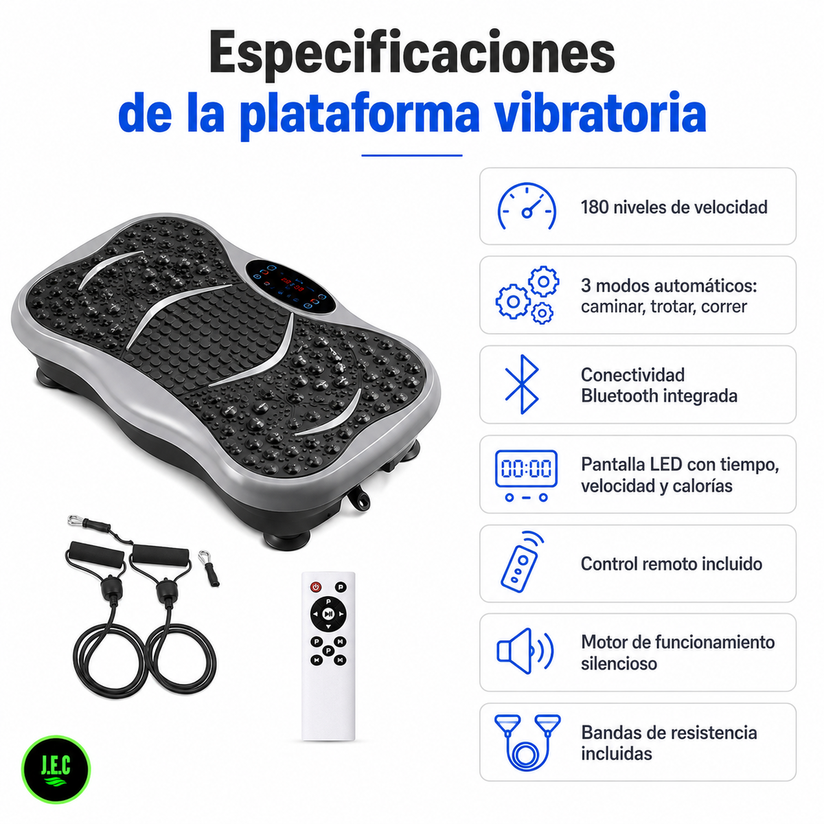Plataforma Vibratoria 3 en 1 Bluetooth 180 Niveles