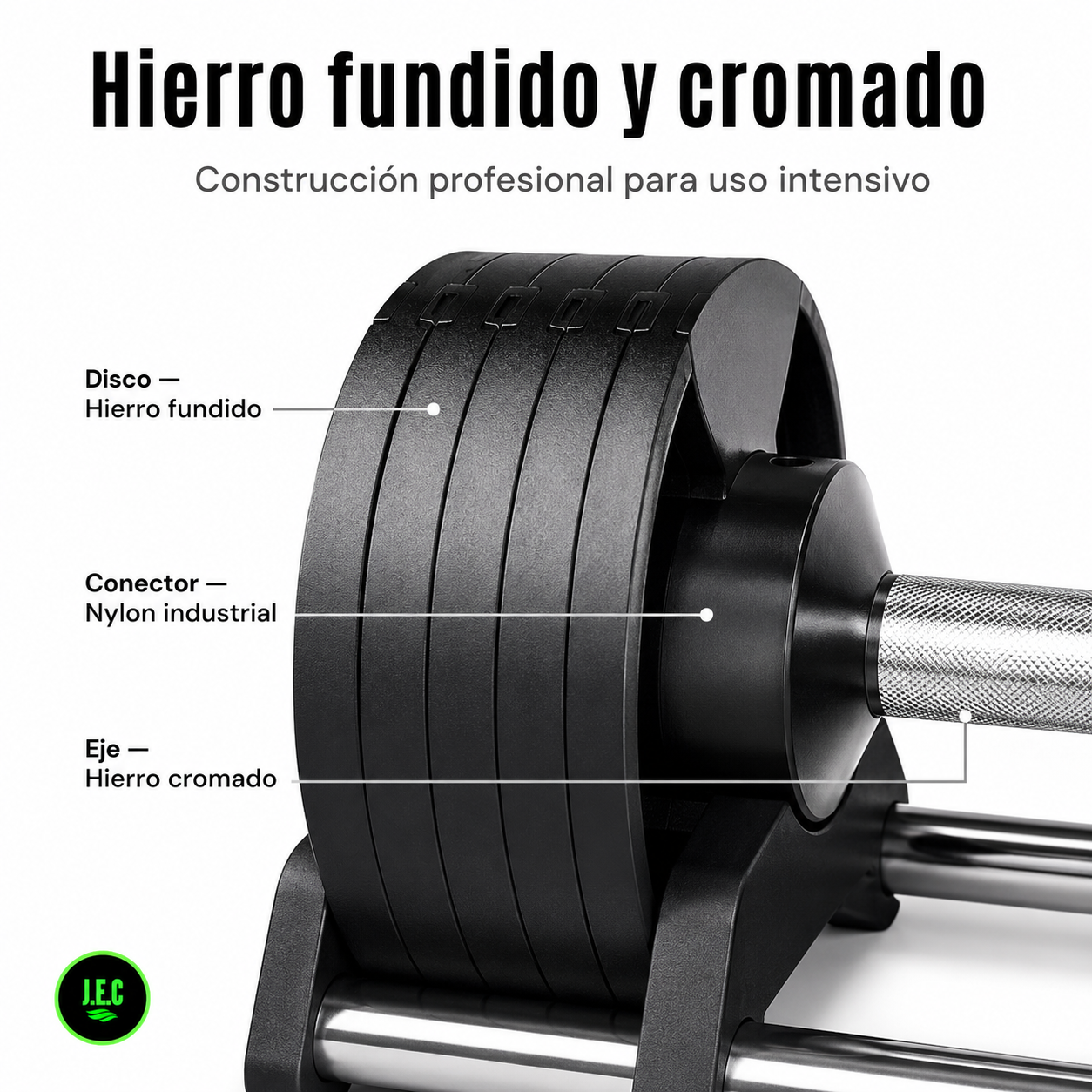 Mancuerna Ajustable Hierro 2 a 20kg Engranaje 6 Posiciones