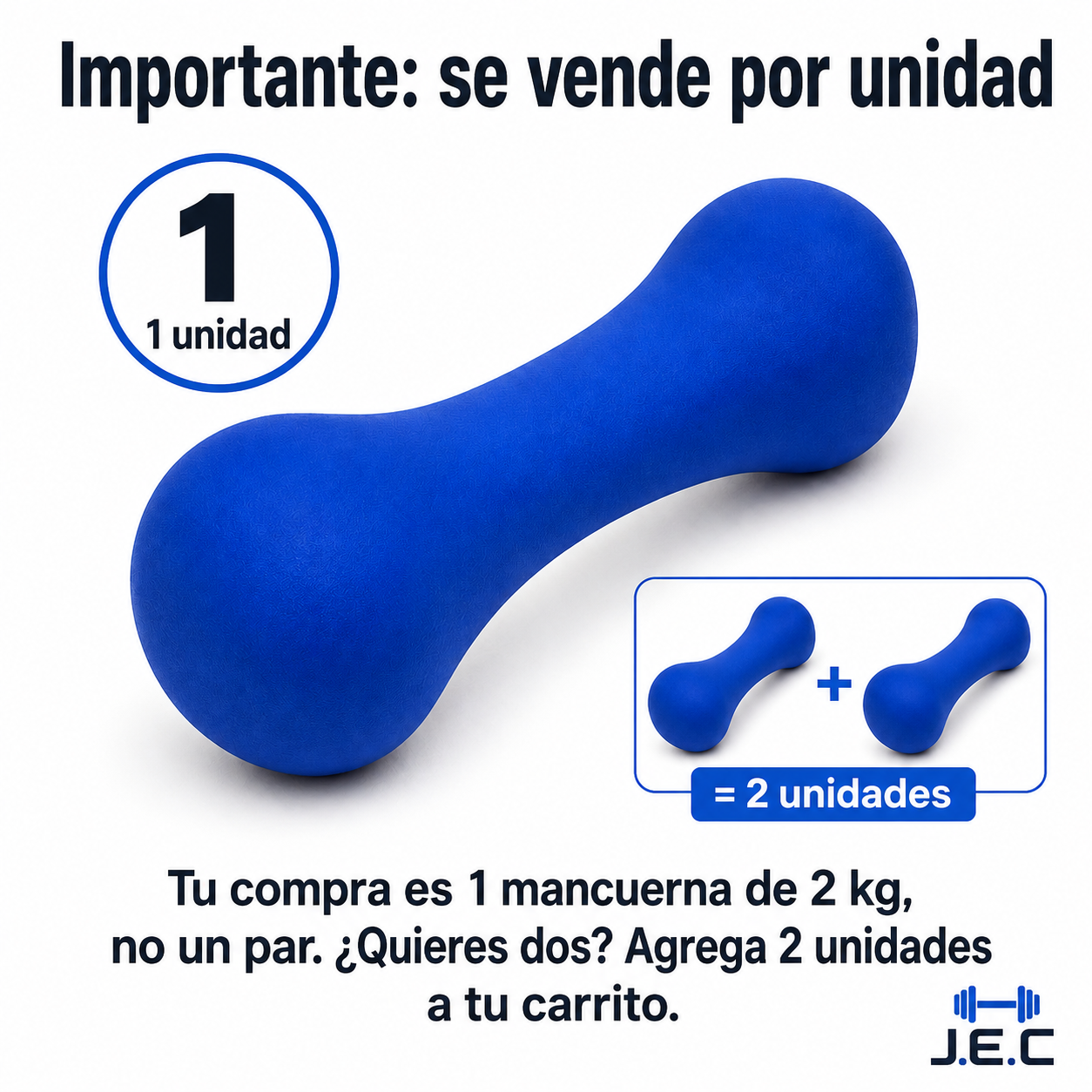 Mancuerna de Neopreno 2 Kg Forma de Hueso por Unidad