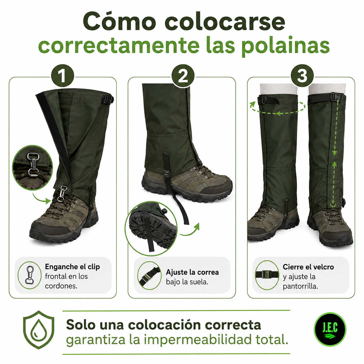 Polainas Trekking Impermeables con Triple Anclaje Oxford