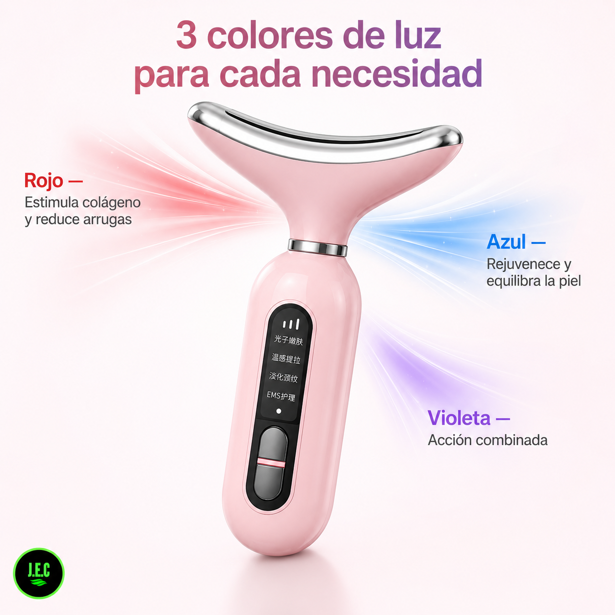 Dispositivo Facial EMS LED Vibracion para Cuello Rostro