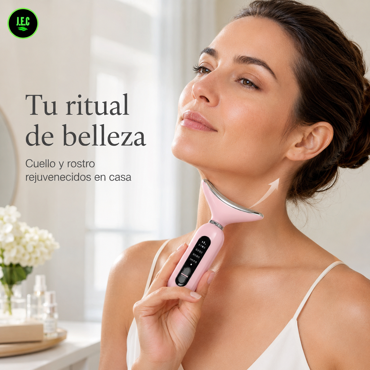 Dispositivo Facial EMS LED Vibracion para Cuello Rostro