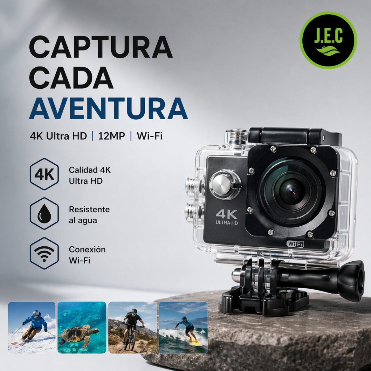 Cámara Deportiva 4k Wi-fi Sumergible 30mts Ultra Hd