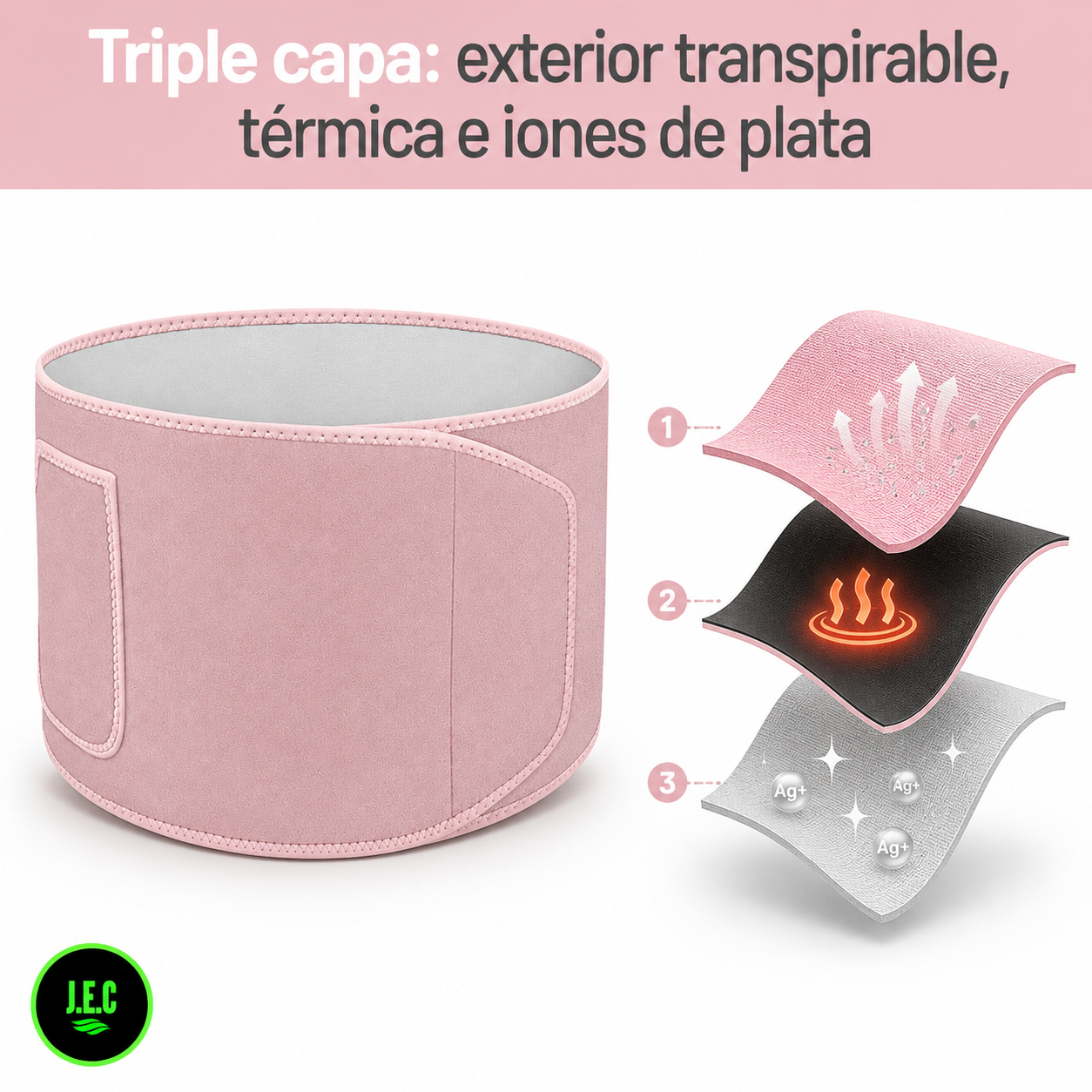 Faja Reductora Deportiva Iones de Plata Triple Capa Sauna