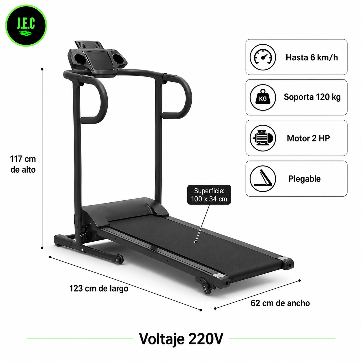 Caminadora Eléctrica Premium Plegable 2 Hp | Fitness En Casa