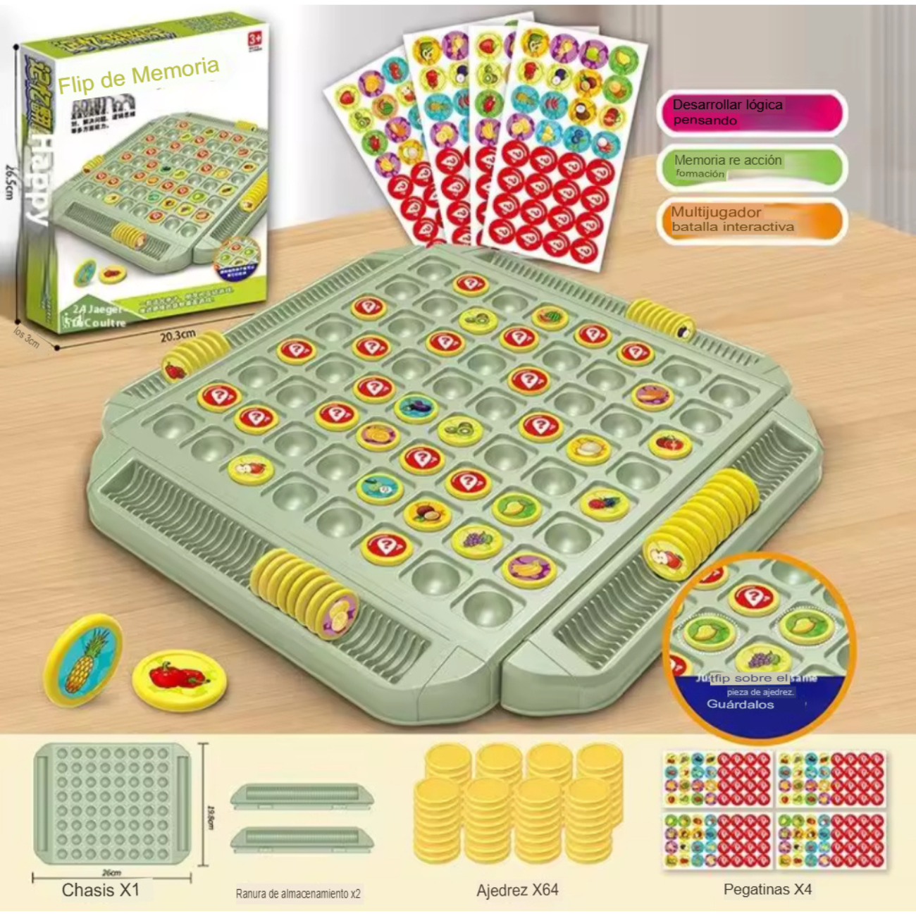 Juego De Memoria Familiar Con Tablero Y Fichas Educativo