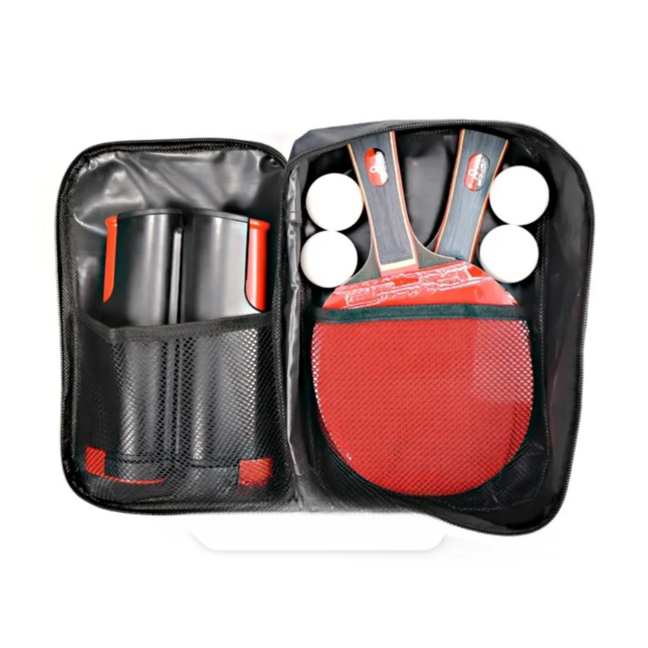 Kit de 2 Paletas de Ping Pong + Malla + 4 pelotas + estuche