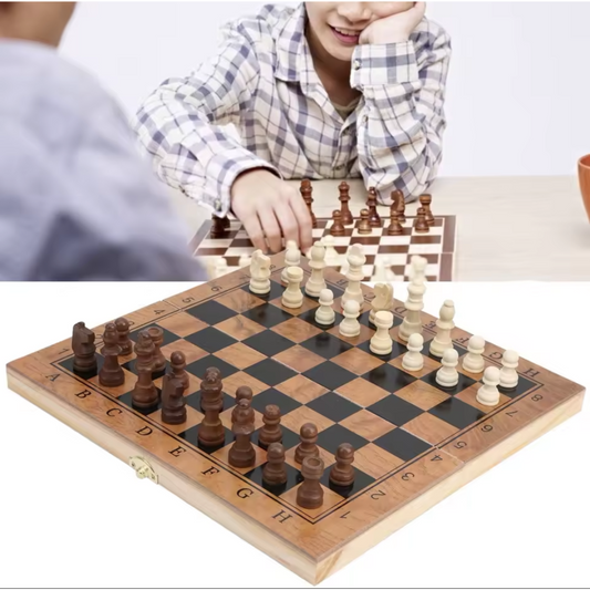 Ajedrez 3 En 1 Madera 48x48 Cm Con Damas Y Backgammon GRANDE