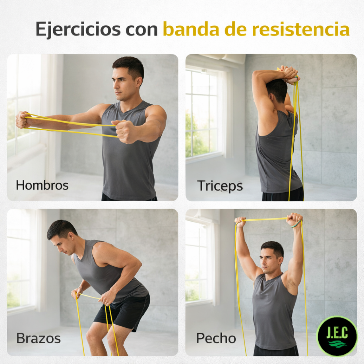 Banda Elástica de Resistencia Amarilla 20lb Fitness J.E.C