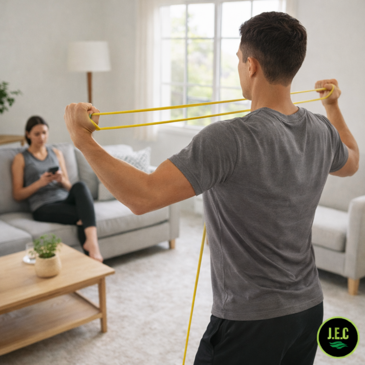 Banda Elástica de Resistencia Amarilla 20lb Fitness J.E.C