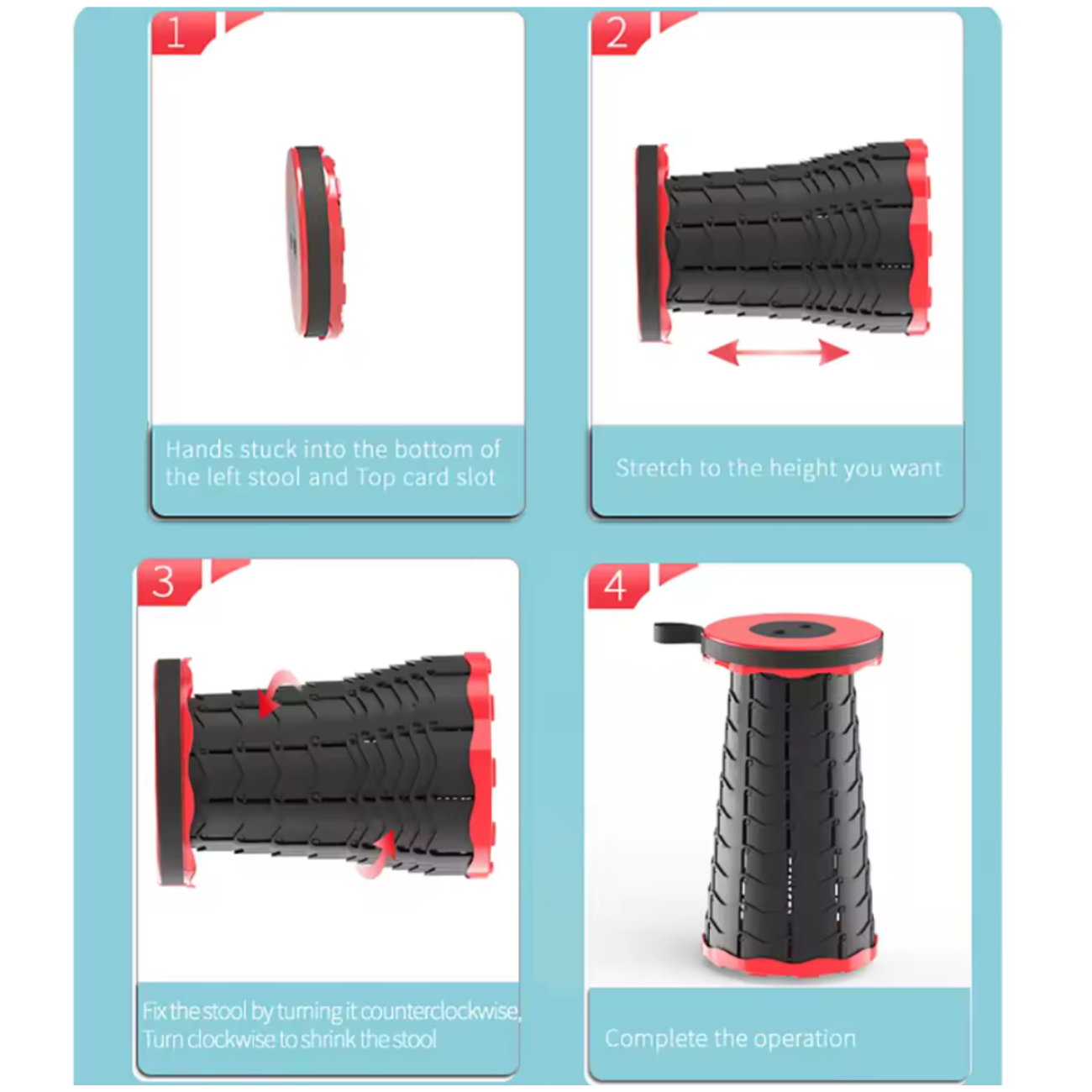 Silla Retráctil Taburete Plegable Camping Tipo Telescopio