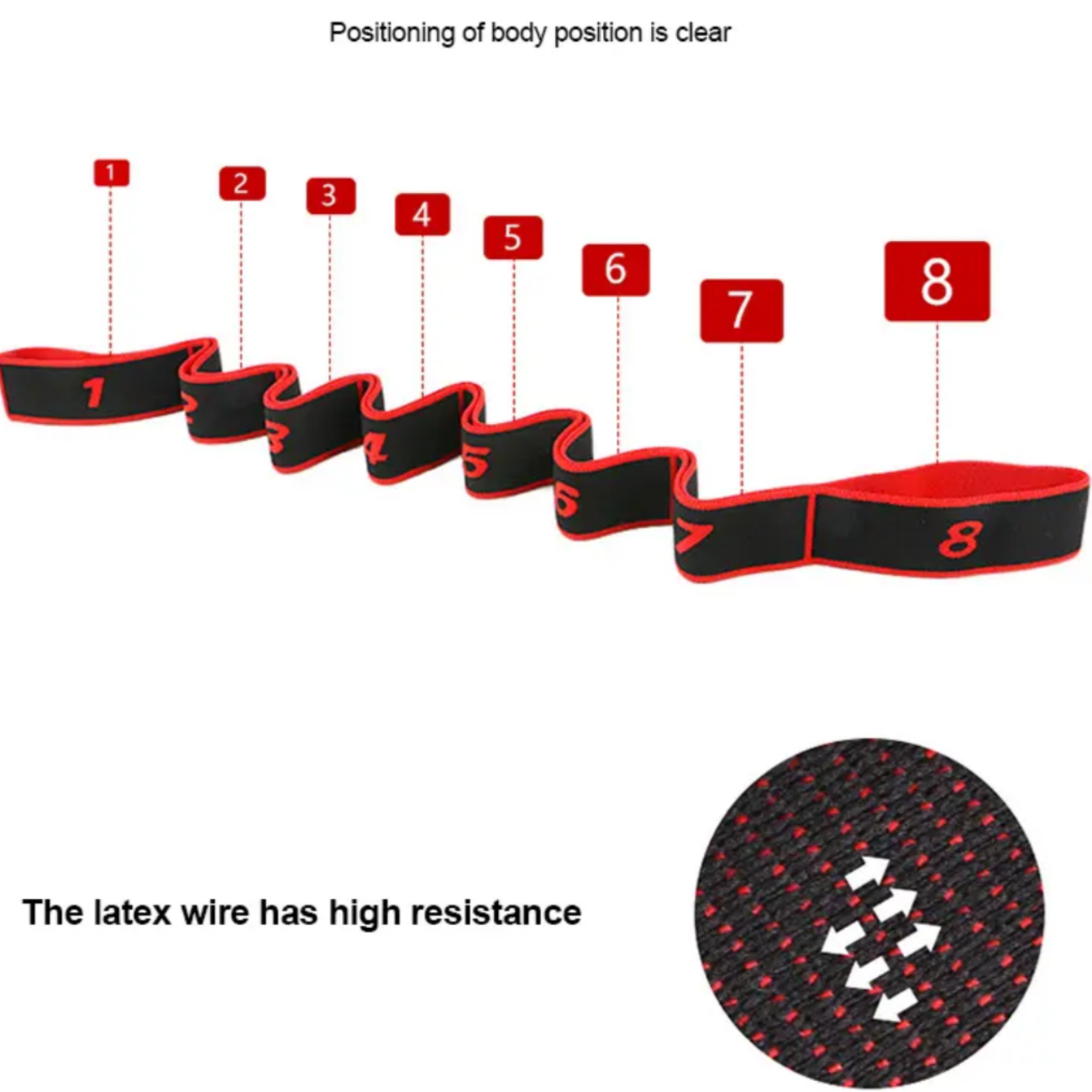 Banda Elástica Resistencia Para Yoga Con 8 Anillos Separados