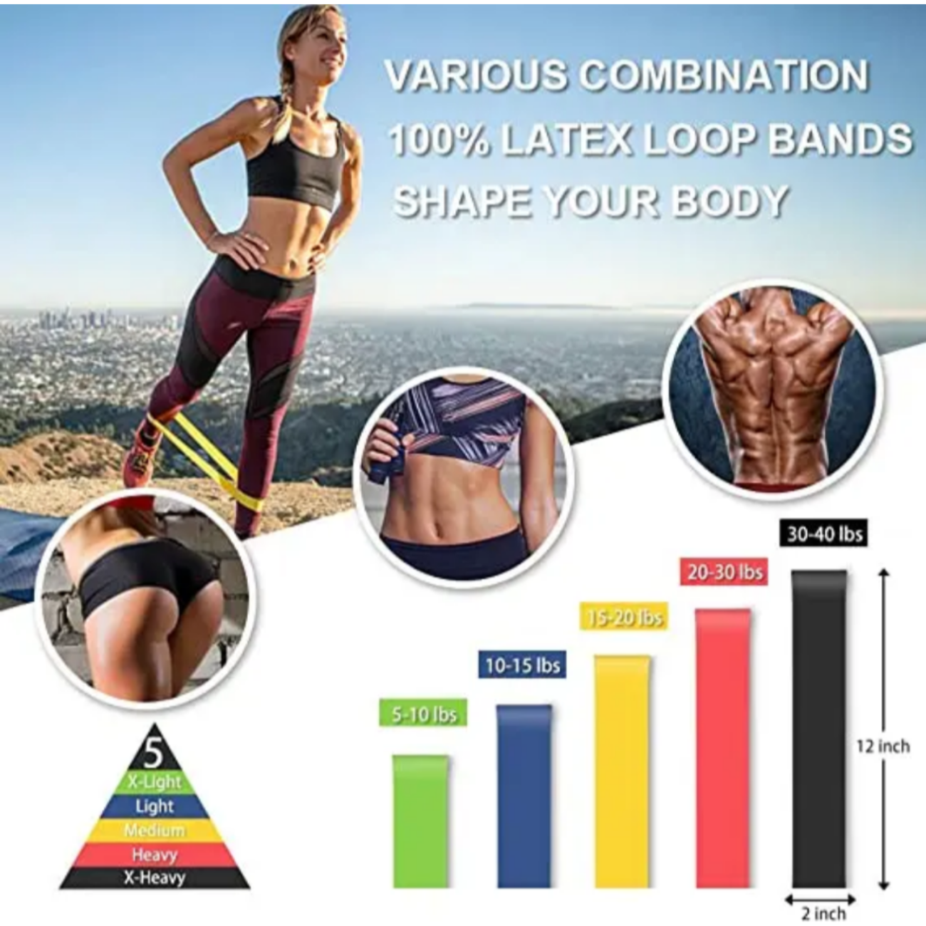 Kit Bandas De Resistencia Versátil Y Efectivo 17 Piezas