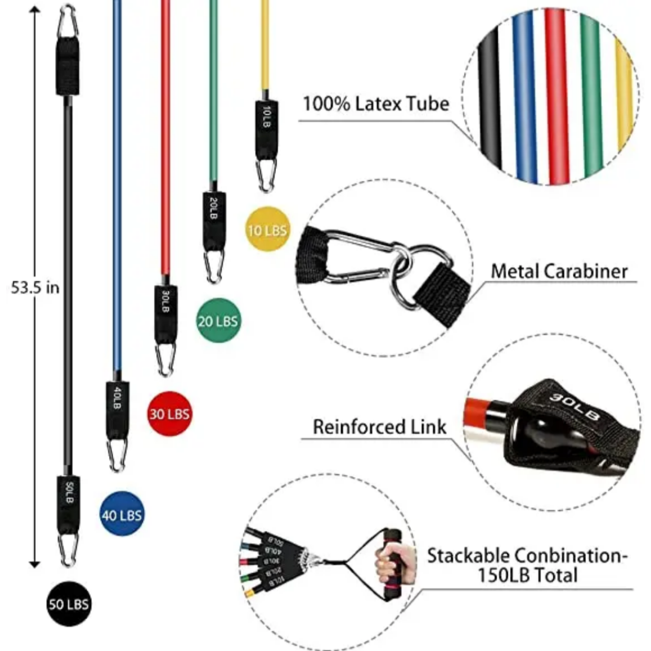 Kit Bandas De Resistencia Versátil Y Efectivo 17 Piezas
