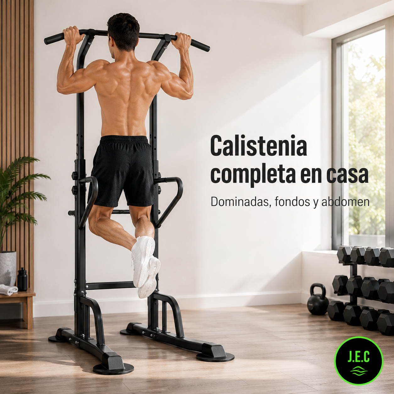 Torre Dominadas Paralelas 230cm Ajustable 200kg Acero