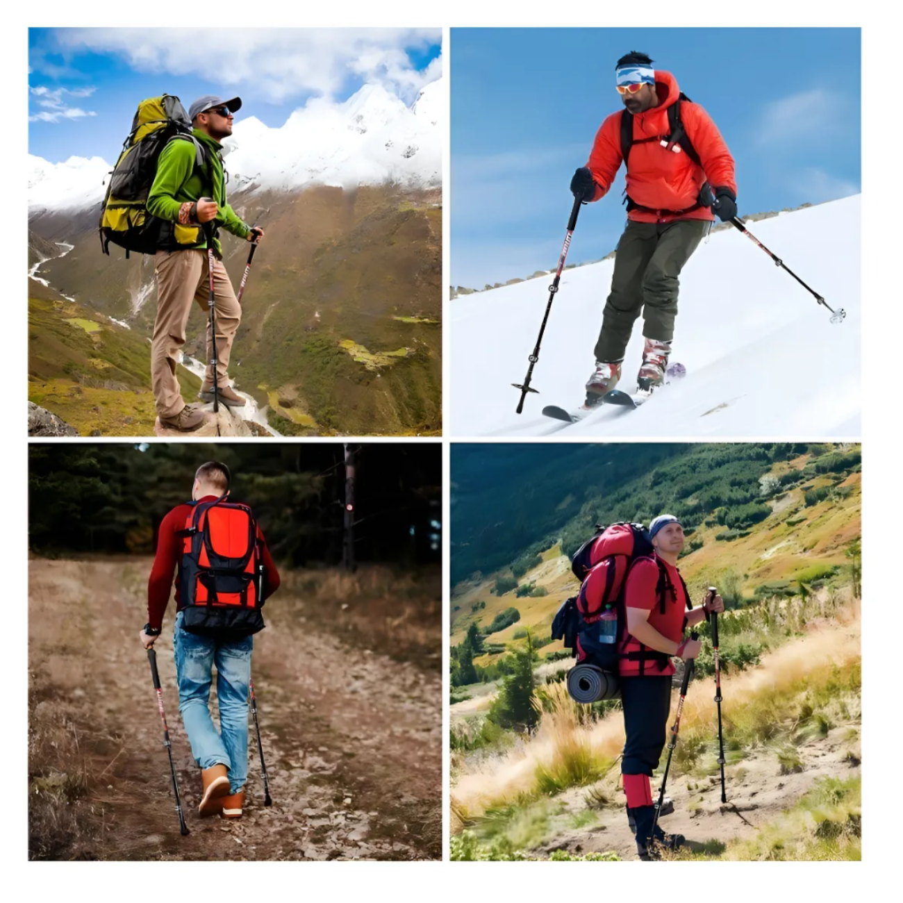 Bastón Senderismo 2 Tramos Adaptativo Anti-shock Aluminio