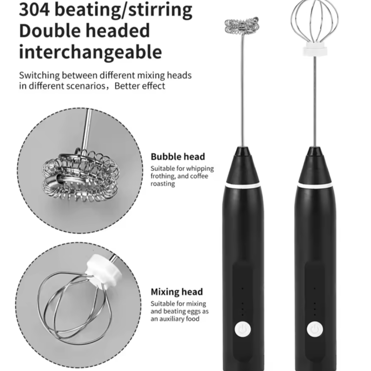 Batidor Eléctrico Recargable, 3 Velocidades, Espumador De Leche.