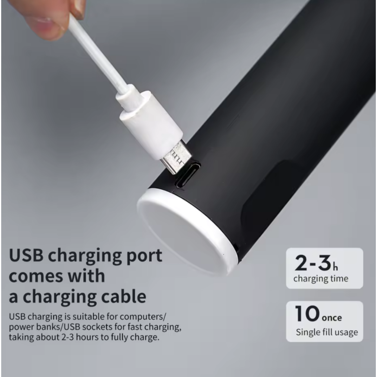 Batidor Eléctrico Recargable, 3 Velocidades, Espumador De Leche.