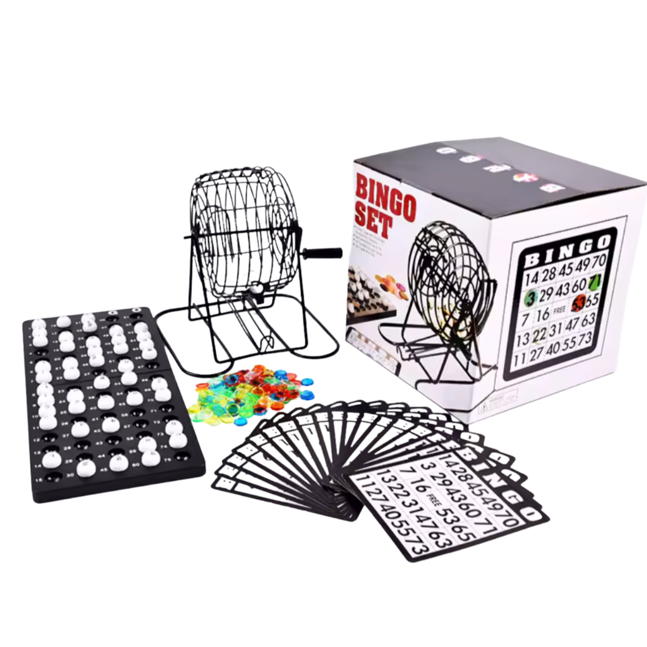Set de Bingo Tómbola de Metal Resistente  + Cartones
