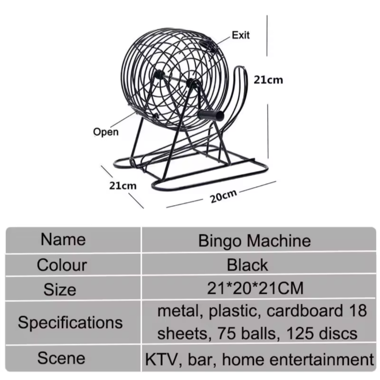 Set de Bingo Tómbola de Metal Resistente  + Cartones