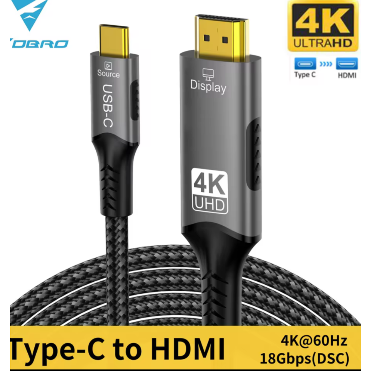 Cable Adaptador Tipo C A Hdmi Ultra Hd 4k De 2 Metros