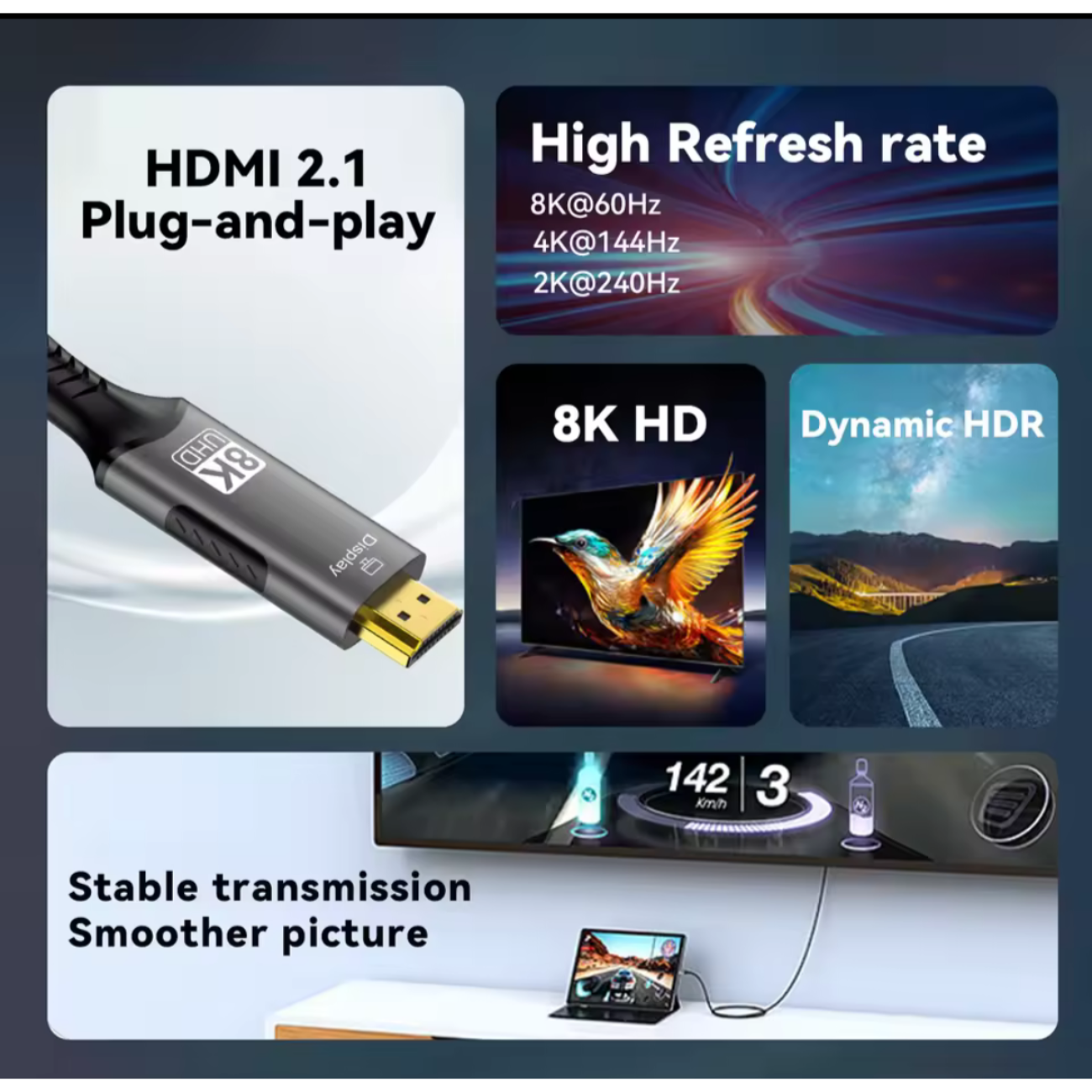 Cable Adaptador Tipo C A Hdmi Ultra Hd 4k De 2 Metros