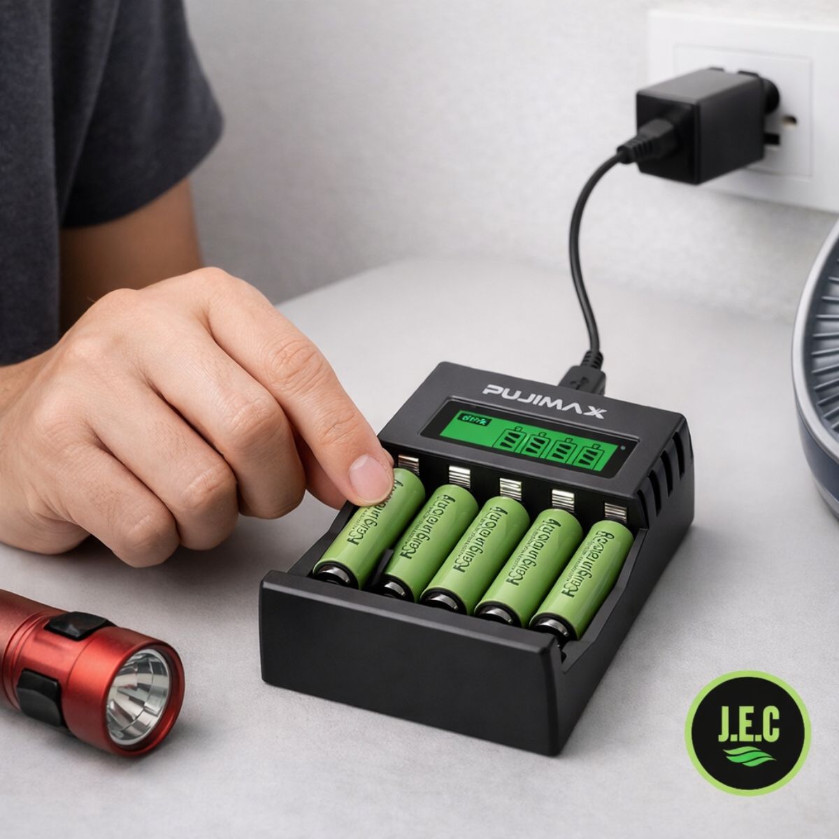 Cargador de Baterías recargables AA o AAA  Pantalla LCD