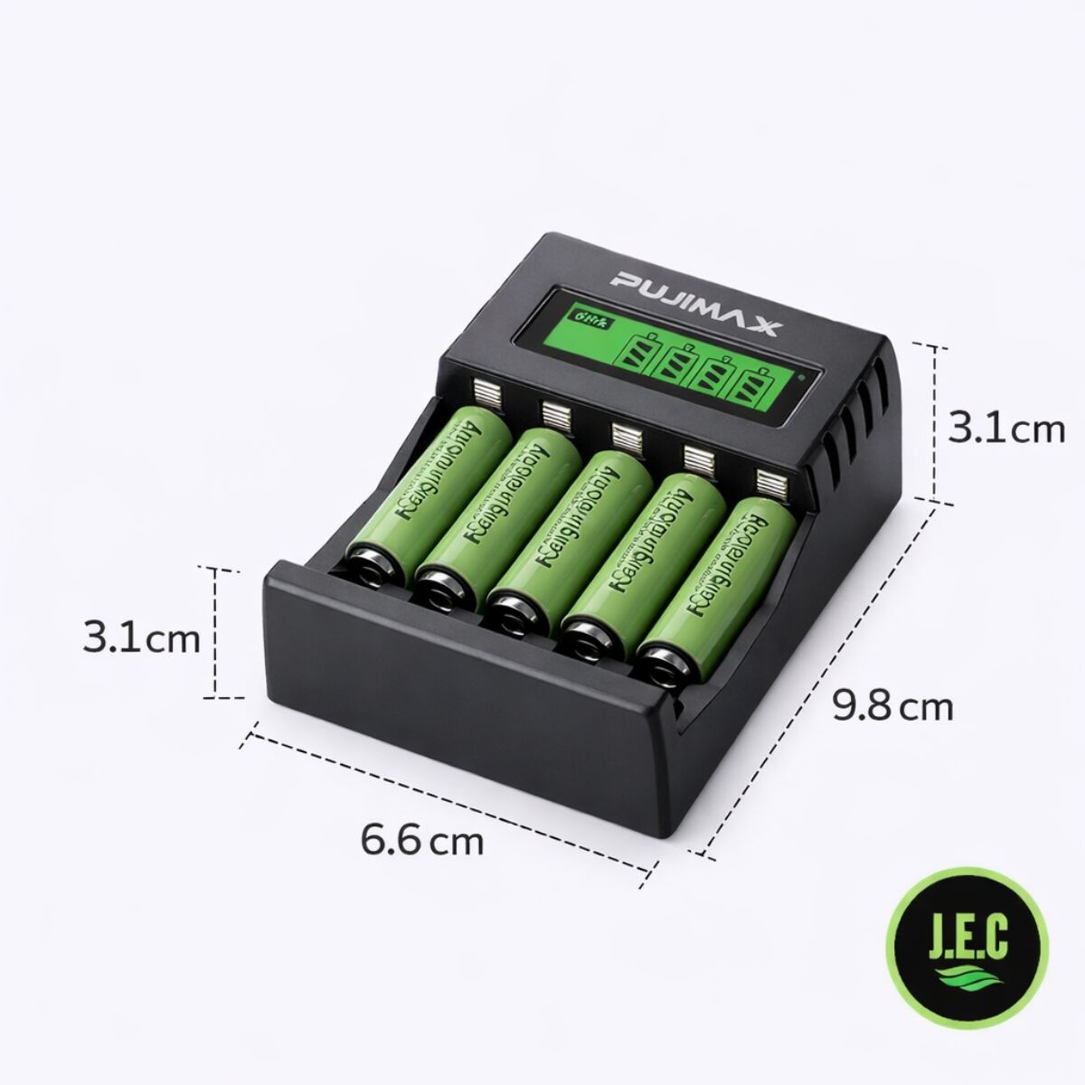 Cargador de Baterías recargables AA o AAA  Pantalla LCD