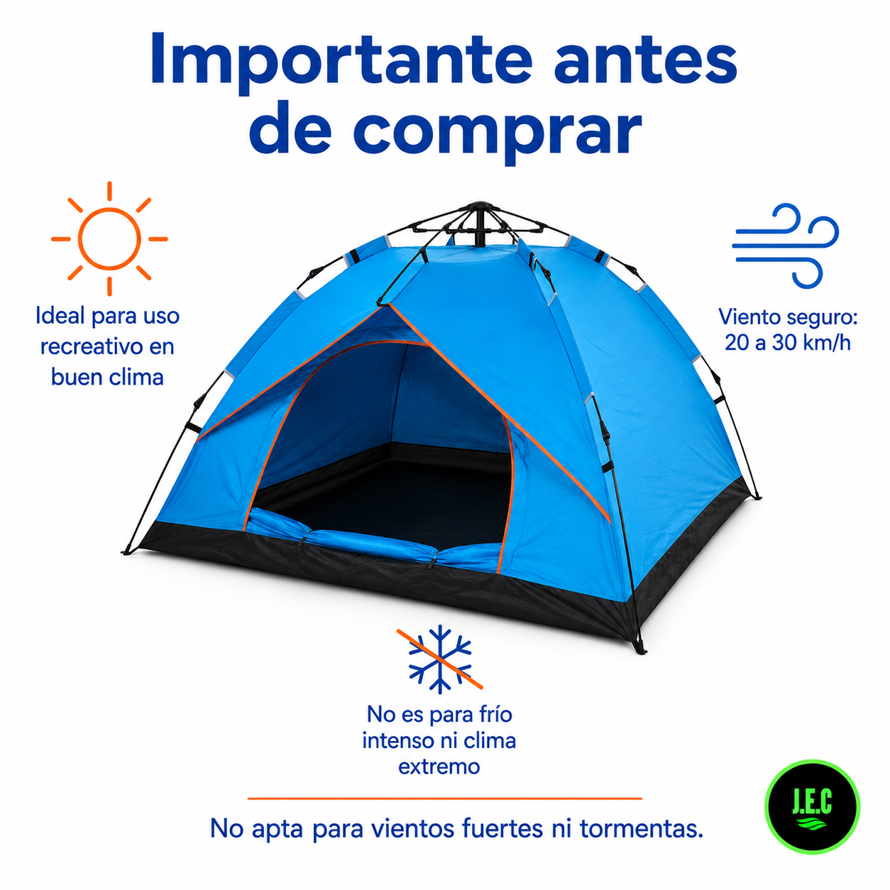 Carpa Automática Pop Up Ultraliviana para 3 a 4 Personas
