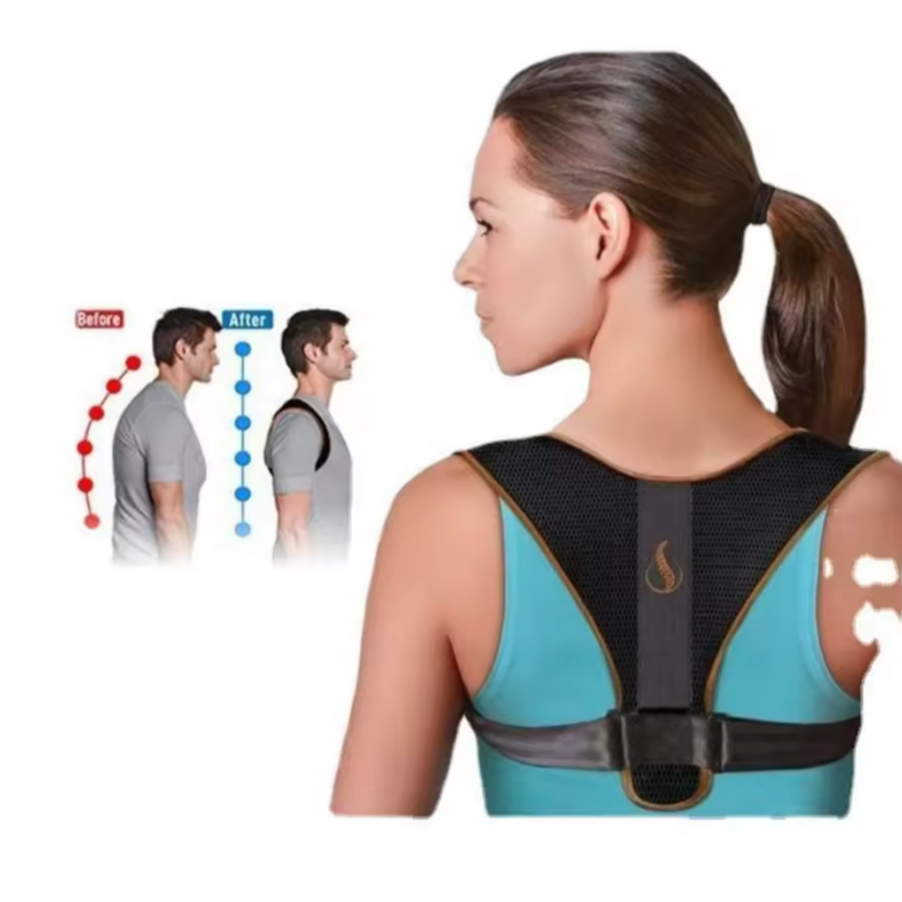 Corrector de Postura Ajustable, Unisex, Invisible