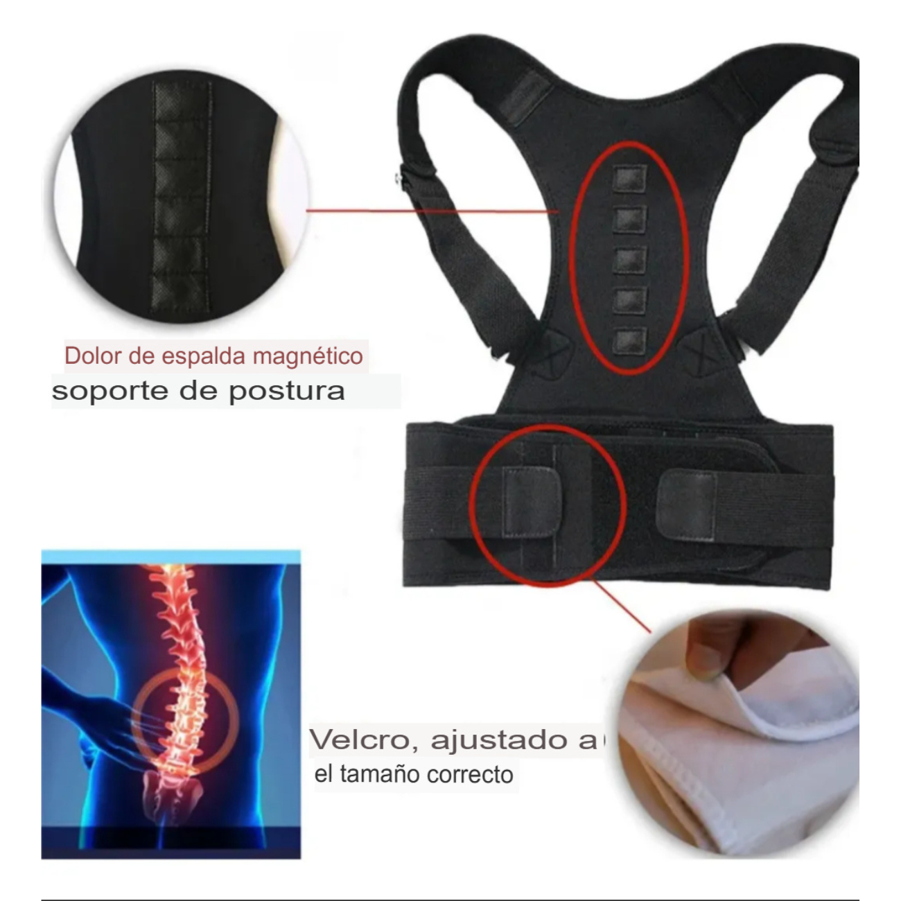Corrector de postura lumbar unisex para gimnasio y peso