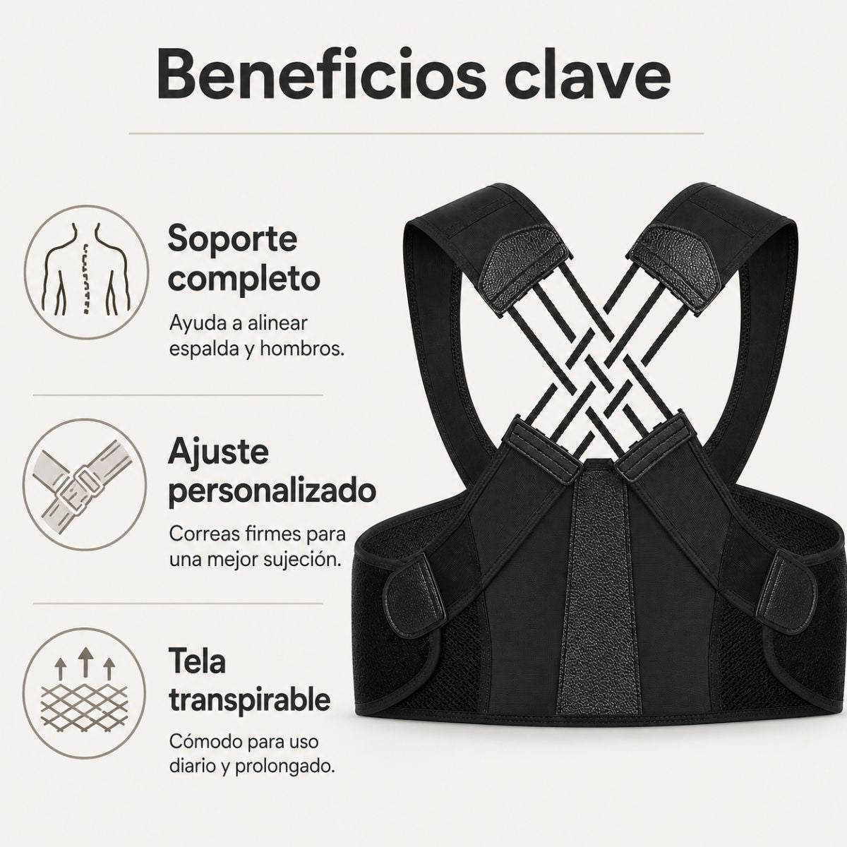Corrector Postura Espalda Lumbar Faja Completa Ajustable