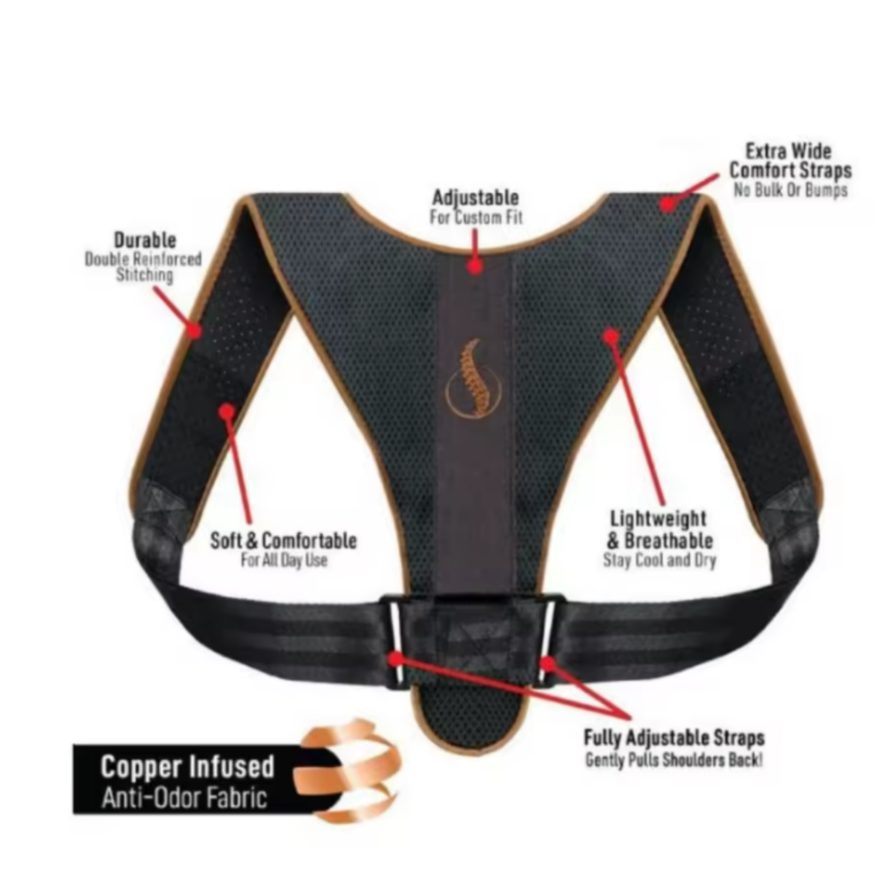 Corrector de Postura Ajustable, Unisex, Invisible