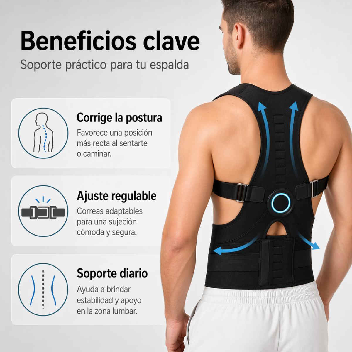 Corrector de postura lumbar unisex para gimnasio y peso
