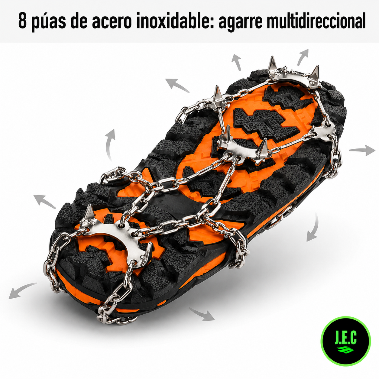 Crampones de 8 Puntas para Nieve y Hielo Antideslizantes